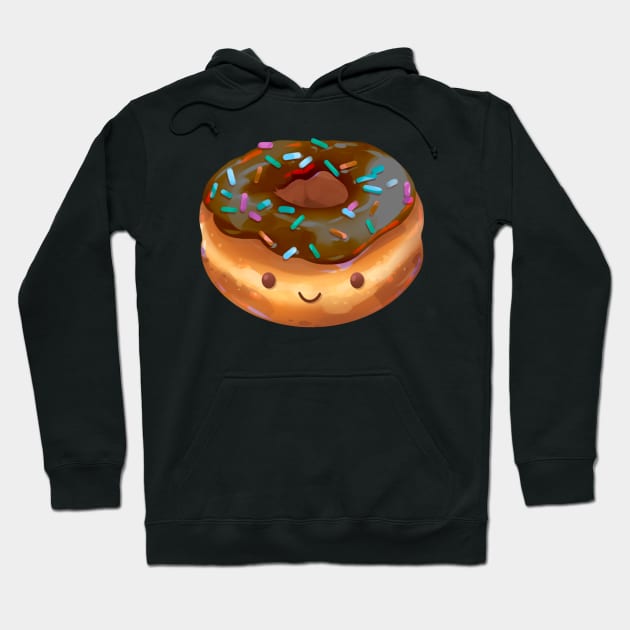 Happy Chocolate Frosted Donut Hoodie by Claire Lin